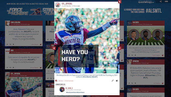 Online Screen Social Wall Post Alouettes